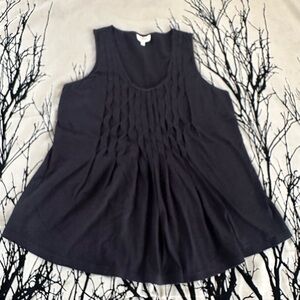 Anthropologie diamond smocked peplum top, black, medium, by Deletta